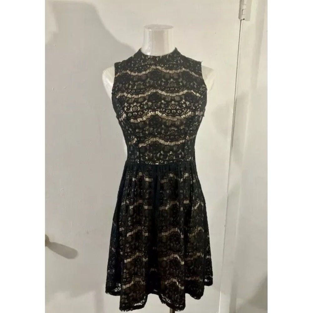 City Triangles Dress Womens S Black Lace Sleeveless Open Back Whimsigoth Fairy